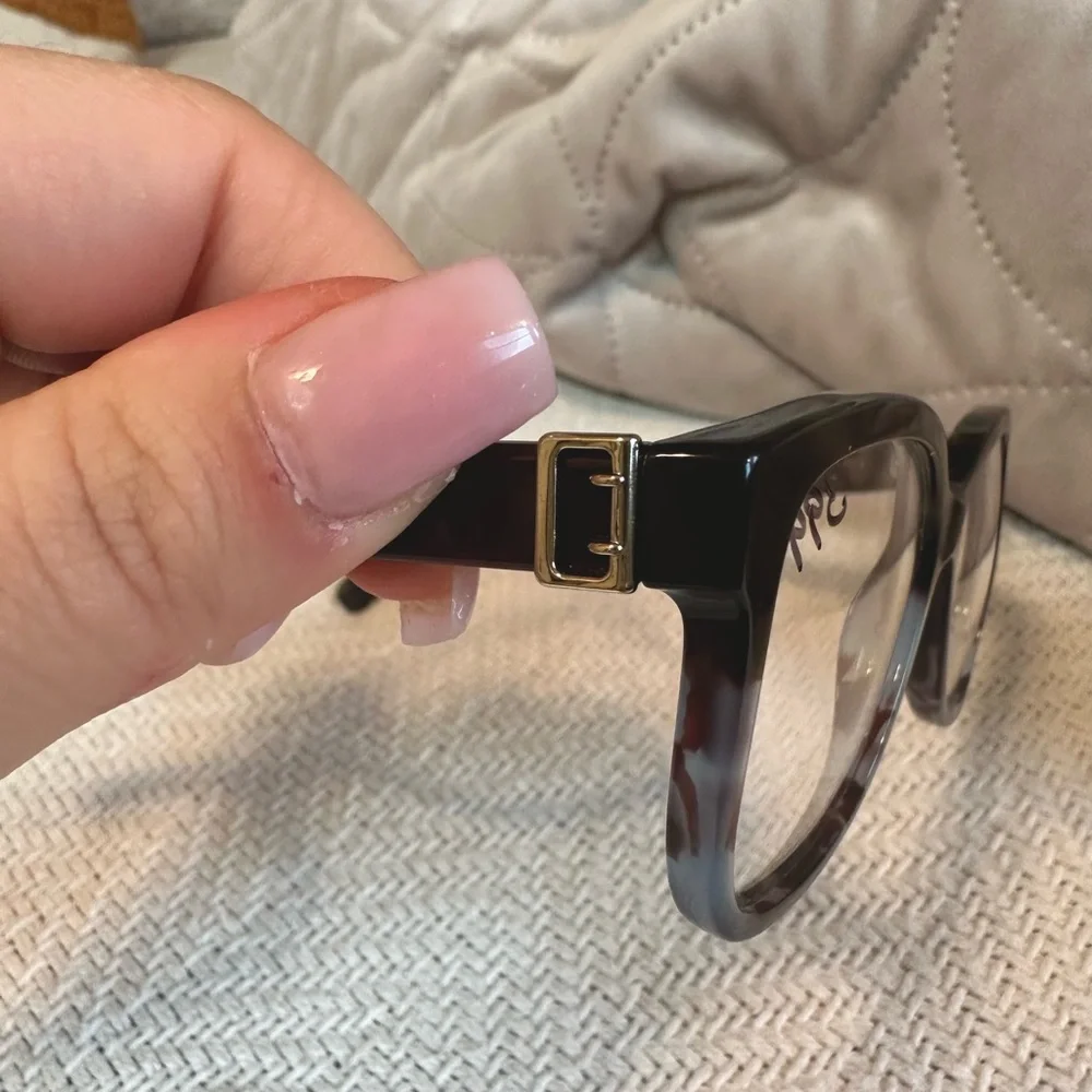 Burberry deep black, blue colors with silver accents square prescription frame